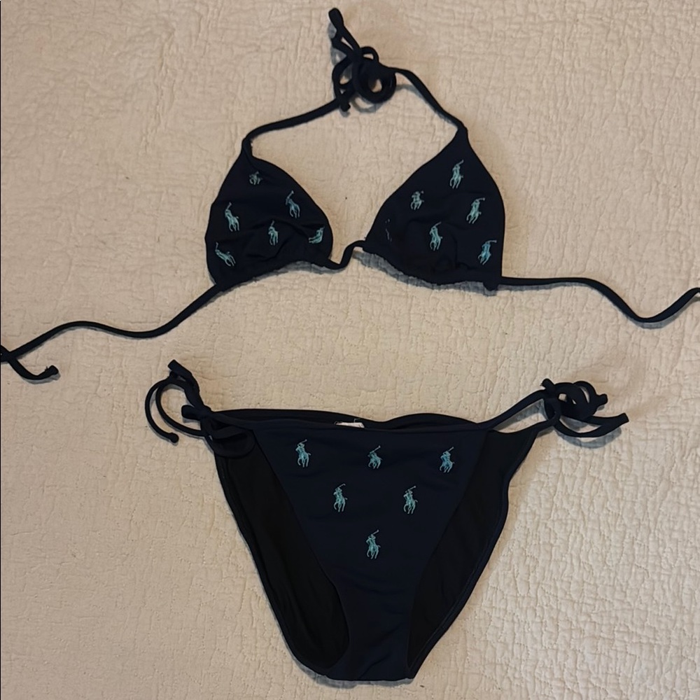 Polo by Ralph Lauren Black Bikini with Blue Accents